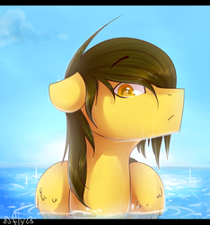 Size: 1024x1096 | Tagged: safe, artist:starlyfly, oc, oc only, pegasus, pony, solo, water