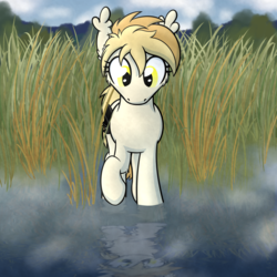 Size: 3000x3000 | Tagged: safe, artist:moemneop, oc, oc only, oc:rakka, bat pony, pony, high res, solo, water