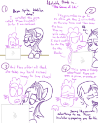 Size: 1280x1611 | Tagged: safe, artist:adorkabletwilightandfriends, spike, starlight glimmer, dragon, pony, unicorn, comic:adorkable twilight and friends, g4, adorkable friends, comic, computer, dialogue, game, lineart, sleepy, slice of life