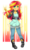 Size: 2377x3996 | Tagged: safe, artist:pillonchou, sunset shimmer, human, equestria girls, g4, blushing, boots, clothes, cute, female, green eyes, high res, jacket, leather jacket, lipstick, pants, shimmerbetes, shoes, smiling, solo