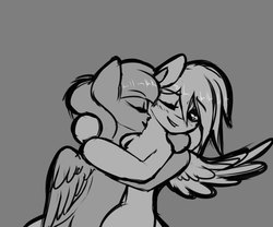 Size: 2400x2000 | Tagged: safe, artist:elzzombie, rainbow dash, twilight sparkle, alicorn, pony, g4, female, grayscale, high res, lesbian, mare, monochrome, ship:twidash, shipping, twilight sparkle (alicorn)