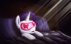 Size: 2874x1766 | Tagged: safe, artist:dkghost, rarity, g4, bed, crepuscular rays, female, sleep mask, sleeping, solo