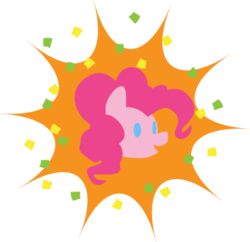 Size: 425x412 | Tagged: safe, artist:quoting_mungo, pinkie pie, g4, bust, confetti, female, portrait, simple, simple background, solo, transparent background, vector