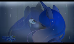 Size: 2372x1434 | Tagged: safe, artist:xwhitedreamsx, princess luna, g4, crying, female, reflection, sad, solo