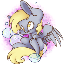 Size: 4600x4588 | Tagged: safe, artist:cutepencilcase, derpy hooves, pegasus, pony, g4, absurd resolution, bubble, cute, derpabetes, female, mare, solo