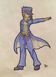 Size: 2064x2856 | Tagged: safe, artist:sensko, scootaloo, human, g4, belly button, female, high res, humanized, jojo pose, jojo's bizarre adventure, jotaro kujo, midriff, older, solo, stardust crusaders