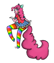 Size: 1471x1712 | Tagged: safe, artist:kaywhitt, pinkie pie, g4, clothes, female, rainbow socks, socks, solo, striped socks