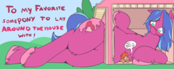 Size: 2143x854 | Tagged: safe, artist:chibibiscuit, oc, oc only, oc:cee biscuit, oc:tea biscuit, blushing, glasses, hearts and hooves day, house, macro, valentine's day card