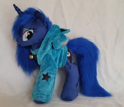 Size: 3184x2736 | Tagged: safe, artist:epicrainbowcrafts, princess luna, alicorn, pony, g4, bell, bell collar, choker, clothes, collar, high res, hoodie, irl, photo, plushie, solo