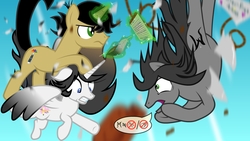 Size: 1920x1080 | Tagged: safe, artist:markonox, oc, oc only, oc:markonox, oc:satiric write, oc:scarlett letter, alicorn, pony, alicorn oc, falling, kill me, weird