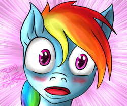 Size: 864x720 | Tagged: safe, artist:rain-hatchett, rainbow dash, g4, blushing, female, solo, surprised