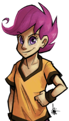 Size: 433x750 | Tagged: safe, artist:theartrix, scootaloo, human, g4, clothes, female, humanized, simple background, solo, transparent background