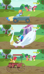 Size: 1280x2160 | Tagged: safe, screencap, apple bloom, applejack, rainbow dash, rarity, scootaloo, sweetie belle, earth pony, pony, g4, my little pony: friendship is magic, the cart before the ponies, cutie mark crusaders, discovery family logo