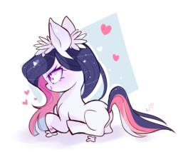 Size: 1200x1021 | Tagged: safe, artist:ipun, oc, oc only, earth pony, pony, female, heart, heart eyes, mare, prone, simple background, solo, white background, wingding eyes