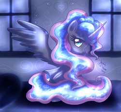 Size: 1080x1000 | Tagged: safe, artist:joakaha, princess luna, g4, female, glowing, solo