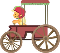 Size: 10343x9157 | Tagged: safe, artist:pink1ejack, applejack, earth pony, pony, g4, the cart before the ponies, absurd resolution, cart, eyes closed, female, helmet, mare, simple background, solo, that was fast, transparent background, vector