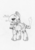 Size: 1020x1463 | Tagged: safe, artist:snytchell, fallout equestria, fallout, flamethrower, looking at you, monochrome, ponified, sentry bot, sketch, weapon