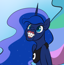 Size: 638x646 | Tagged: safe, artist:slypon, edit, princess celestia, princess luna, g4, cropped, duckface, faic, flehmen response, grin, hoers, horses doing horse things, looking at you, majestic as fuck, smiling, wat