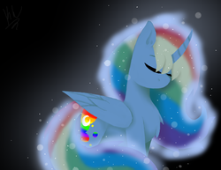 Size: 701x542 | Tagged: safe, artist:kaywhitt, princess luna, rainbow dash, g4, digital art, female, fusion, glowing, rainbowluna, solo