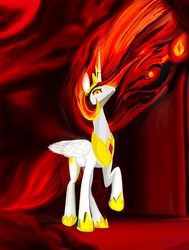 Size: 738x975 | Tagged: safe, artist:ponsce, nightmare star, princess celestia, g4, angry, female, mane of fire, solo, wip