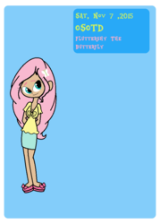 Size: 628x876 | Tagged: safe, artist:obeliskgirljohanny, fluttershy, human, g4, female, humanized, solo