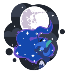 Size: 1697x1841 | Tagged: safe, artist:snow angel, princess luna, g4, digital art, female, moon, simple background, singing, solo, transparent background