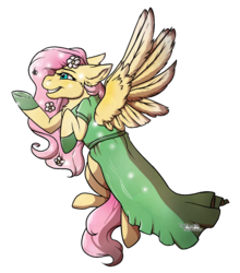 Size: 1500x1704 | Tagged: safe, artist:toothpastebeatboxer, fluttershy, g4, clothes, dress, female, gala dress, solo