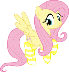 Size: 871x917 | Tagged: safe, artist:tabrony23, fluttershy, pegasus, pony, g4, clothes, female, mare, show accurate, simple background, socks, solo, spread wings, striped socks, transparent background, vector, wings