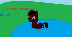 Size: 1280x658 | Tagged: safe, artist:somehulabaloo, oc, oc only, oc:somehulabaloo, duck pony, majestic as fuck, water