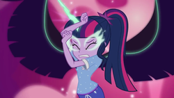 Size: 1280x720 | Tagged: safe, screencap, sci-twi, twilight sparkle, equestria girls, g4, my little pony equestria girls: legend of everfree, midnight sparkle, ponytail, possession