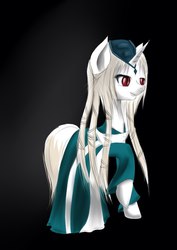 Size: 1045x1480 | Tagged: artist needed, source needed, safe, pony, unicorn, clothes, crown, dress, evil, evil smile, grin, happy, horn, jewelry, lidded eyes, male, nostrils, open mouth, phobos, ponified, prince, raised hoof, regalia, royalty, simple background, smiling, smirk, solo, stallion, standing, teeth, w.i.t.c.h.