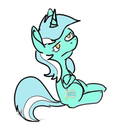 Size: 493x511 | Tagged: source needed, safe, artist:enma-darei, lyra heartstrings, g4, colored, crossed hooves, female, sitting, solo