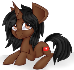 Size: 4000x3753 | Tagged: safe, artist:partypievt, oc, oc only, oc:jazzy, pony, unicorn, art trade, female, looking at you, lying down, simple background, smiling, solo, transparent background, wingding eyes, youtube
