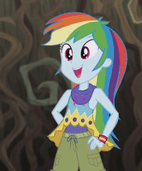 Size: 446x537 | Tagged: safe, screencap, rainbow dash, equestria girls, g4, my little pony equestria girls: legend of everfree, animated, camp fashion show outfit, cropped, female, solo