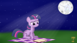 Size: 1280x711 | Tagged: safe, artist:timidusartifex, nightmare moon, twilight sparkle, g4, book, female, filly, filly twilight sparkle, moon, night, reading, sitting, solo