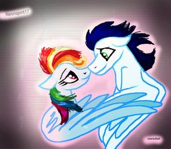 Size: 1024x887 | Tagged: safe, artist:neonspirit17, rainbow dash, soarin', pony, g4, female, male, rainbow fash, ship:soarindash, shipping, straight