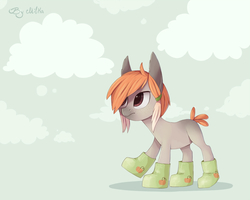 Size: 1372x1099 | Tagged: safe, artist:milka-pony, oc, oc only, cloud, frown, short tail, solo, uggs