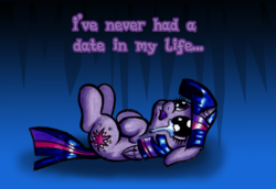 Size: 1280x879 | Tagged: safe, artist:darkone10, twilight sparkle, alicorn, pony, g4, crying, feels, female, floppy ears, forever a virgin, forever alone, legs in air, lonely, meme, on back, open mouth, princess of friendzone, sad, solo, tfw no bf, tumblr:asktwilyandwoon, twilight sparkle (alicorn)
