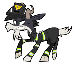 Size: 1024x891 | Tagged: safe, artist:dizzee-toaster, oc, oc only, oc:diogenes, goat, firefighter, helmet, solo