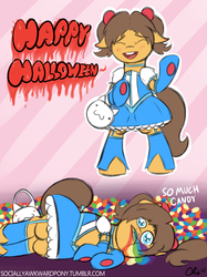 Size: 1280x1707 | Tagged: safe, artist:nekocrispy, caramel, g4, candy, crossdressing, food, halloween, rainbow, standing