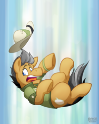 Size: 960x1199 | Tagged: safe, artist:bcpony, quibble pants, g4, stranger than fan fiction, falling, male, screaming, solo