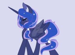 Size: 1024x758 | Tagged: safe, artist:lazzybon, princess luna, g4, eyes closed, female, solo, walking, watermark