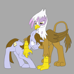 Size: 2000x2004 | Tagged: safe, artist:dudey64, gilda, oc, oc:blank page, griffon, pony, unicorn, g4, high res, imminent vore