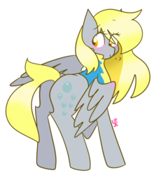 Size: 1024x1097 | Tagged: safe, artist:cubbybatdoodles, derpy hooves, pegasus, pony, g4, bubble butt, butt, female, looking back, mare, plot, simple background, solo, transparent background, wonderbolt trainee uniform