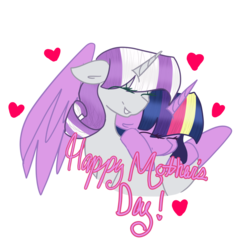 Size: 1024x1041 | Tagged: safe, artist:cubbybatdoodles, twilight sparkle, twilight velvet, alicorn, pony, g4, heart, hug, mother and daughter, mother's day, simple background, transparent background, twilight sparkle (alicorn), winghug