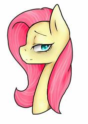 Size: 1000x1414 | Tagged: safe, artist:crystalsketch342, fluttershy, pegasus, pony, g4, bust, female, mare, portrait, simple background, solo, white background