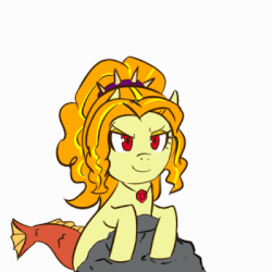 Size: 400x400 | Tagged: safe, artist:tzc, adagio dazzle, siren, g4, :3, :o, adoragio, animated, bedroom eyes, cute, eyes closed, eyeshadow, female, gem, grin, jewelry, makeup, music notes, necklace, one eye closed, open mouth, simple background, singing, siren gem, sirens doing siren things, smiling, smirk, solo, tail wag, white background, wink