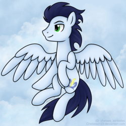 Size: 2060x2060 | Tagged: safe, artist:chelseaz123, soarin', pegasus, pony, g4, high res, male, sky, solo, stallion