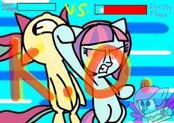 Size: 1414x1000 | Tagged: safe, artist:psychodiamondstar, sour sweet, sunny flare, fighting is magic, equestria girls, g4, equestria girls ponified, ponified