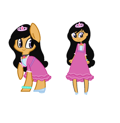 Size: 1056x1084 | Tagged: safe, artist:obeliskgirljohanny, oc, oc only, oc:rosibella, base used, clothes, dress, gala dress, human and pony, solo